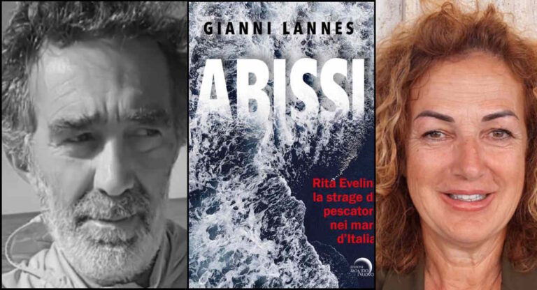 Gianni-Lannes-Antonella-Roncarolo-e-la-copertina-di-Abissi-1-1